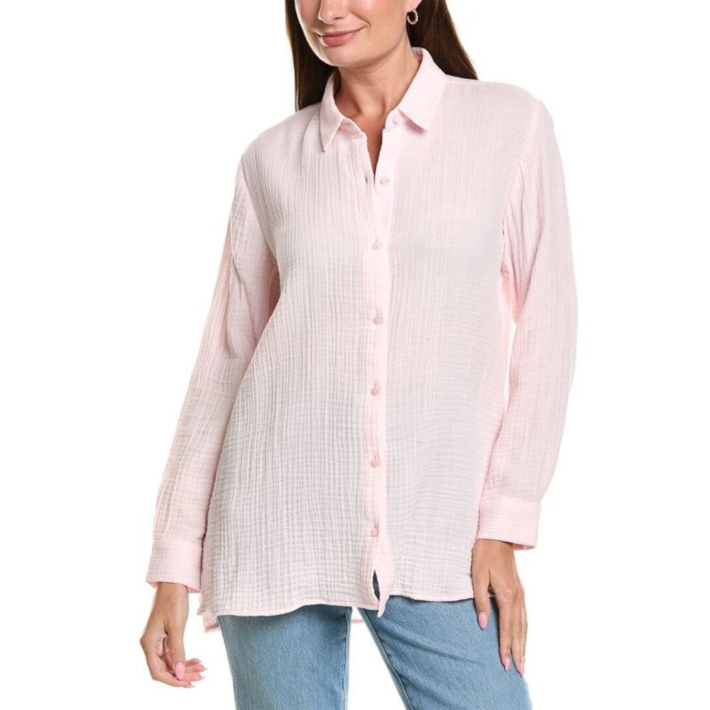 Eileen Fisher Womens Lofty Gauze Classic Shirt, Pink